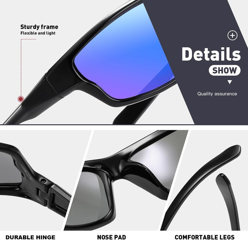 NCLLCE Polarized Sport Sunglasses for Men Women Fishing Driving Cycling Running UV Protection