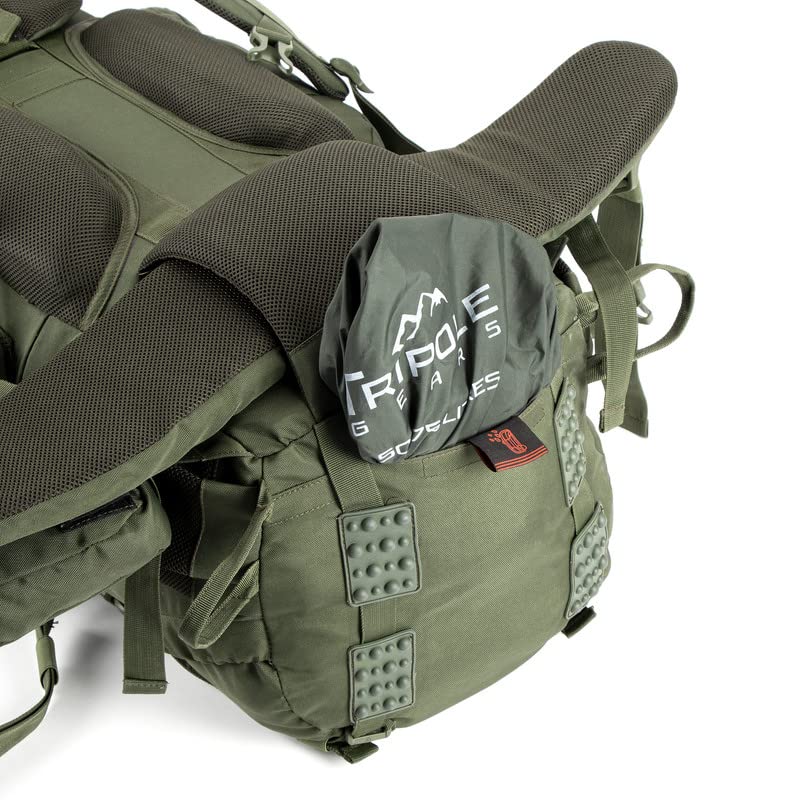 TriPole Colonel 80 litres Internal Frame Rucksack + Detachable Day Pack, Rain Cover, Army Green