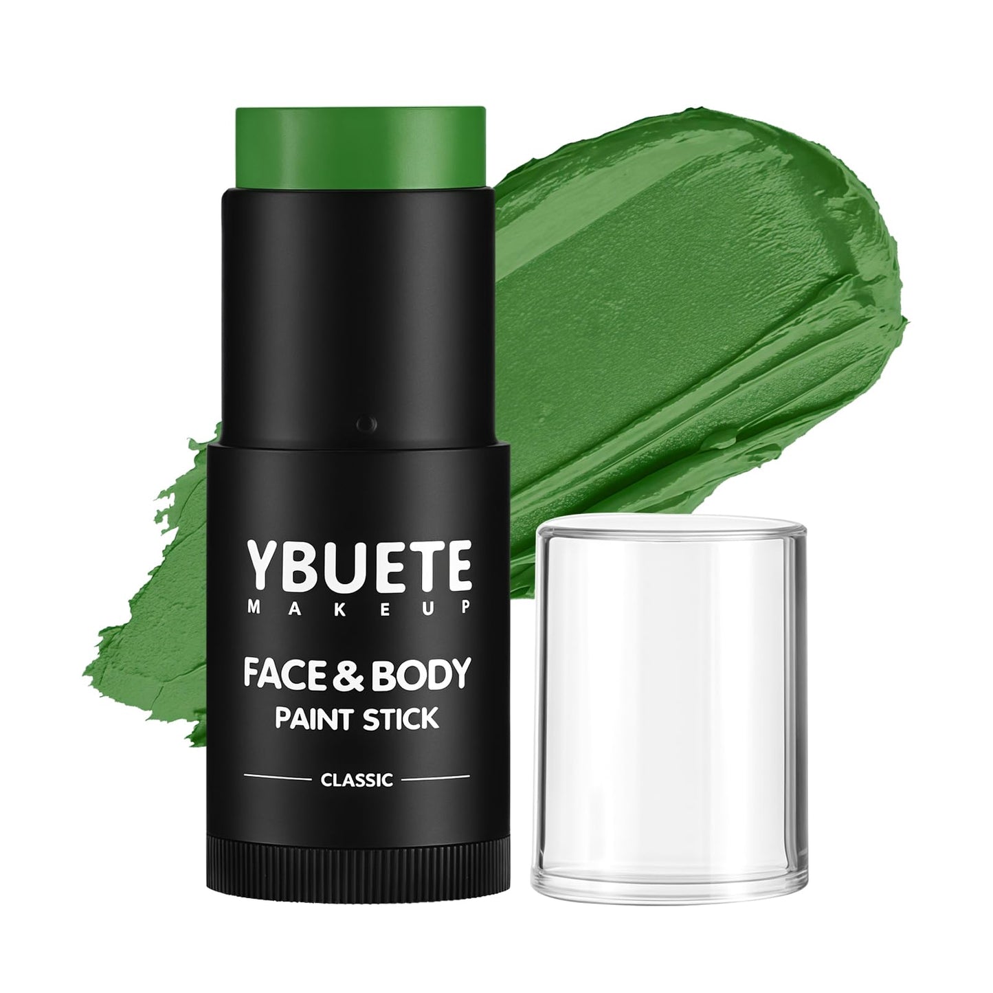 YBUETE Green Face Body Painting Stick, Professional Full-coverage Cream Green Face Paint for St. Patrick's Day Halloween SFX Witch Monster Cosplay Makeup, Washable Body Paint for Adult Carnival