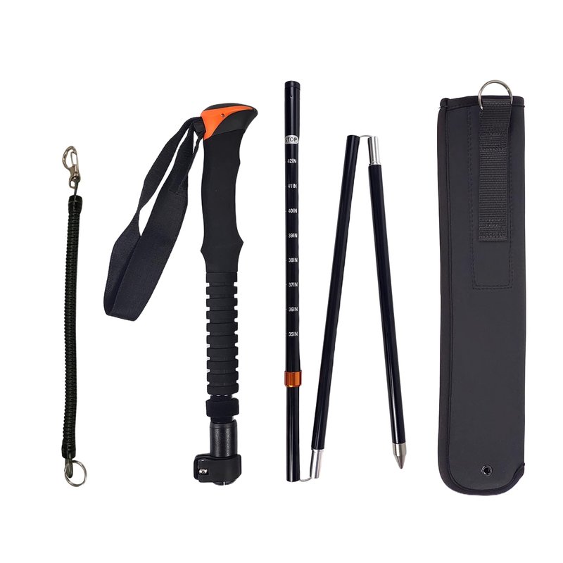 Aventik Foldable Wading Staff for Fly Fishing 55.1'' Retractable Fishing Wading Stick Aluminum Body Corrosion Resistance Water Depth Safety Gear(WS-093)