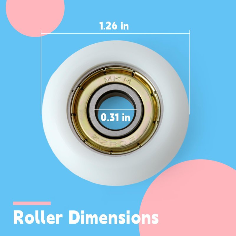 GLOXTED 4Pcs Replacement Roller Wheels Compatible with Aero for Pilates Reformer Machine, Smooth and Quiet Glide, 8mm Shaft Diameter Roller Wheel, White
