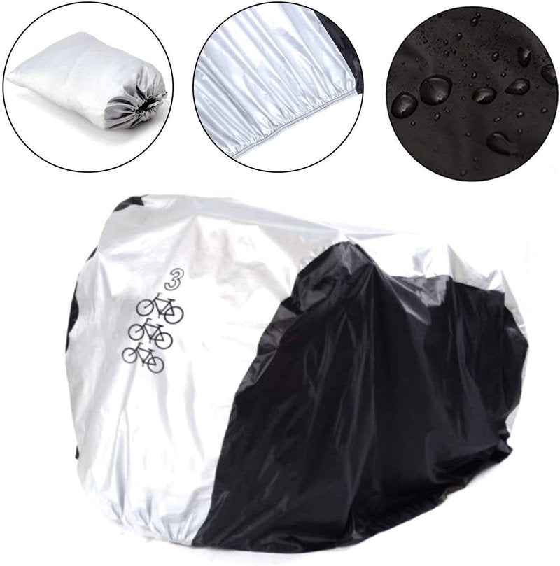 XLYBSST Bike Cover Outdoor Storage Waterproof Bicycle Cover for 3 Bike Heavy Duty Protect From UV Rain Snow Dust for MTB Road Bike,etc All Weather Use