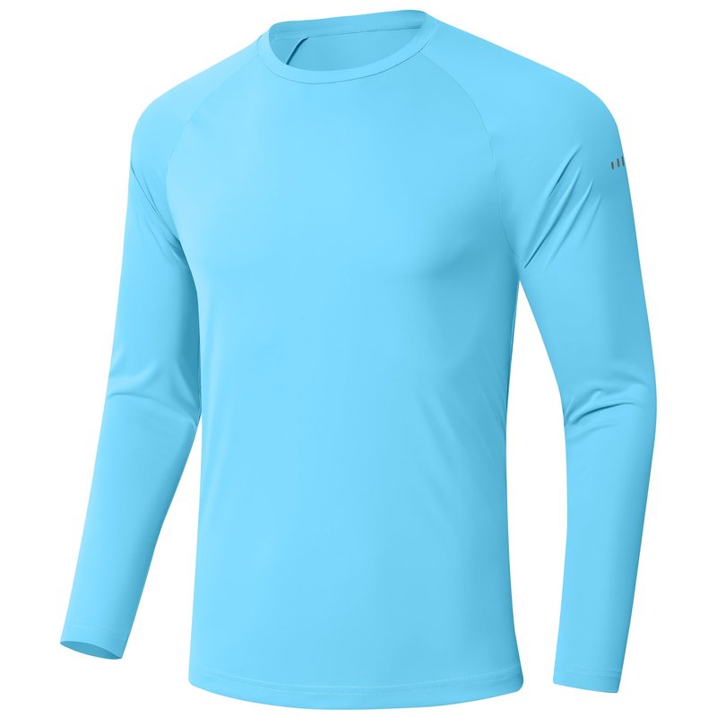 Men's Long Sleeve Rash Guard Swim Shirts UPF 50+ Sun Protection Dry Fit T-Shirt Athletic Tops for Running Hiking Fishing Sky Blue L