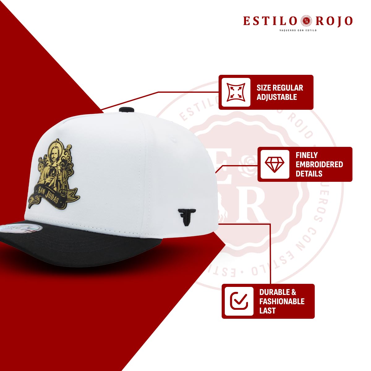 Ferreti Hats FT39 Saint Jude White Snapback Baseball Hat for Men & Women - Gorra de San Judas Tadeo - Premium Adjustable White Cap for Men, Gorras para Hombre y Mujer