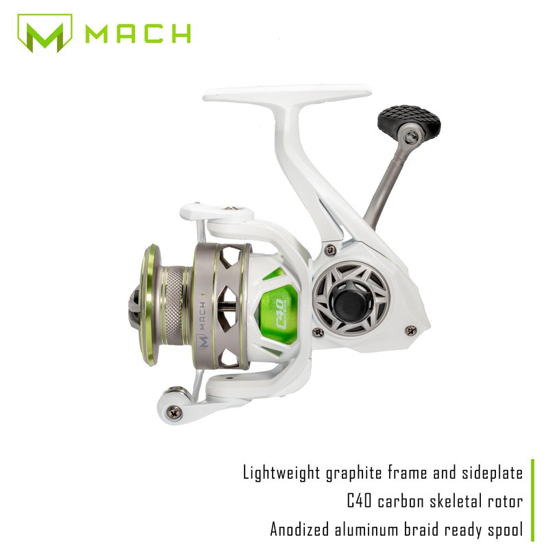 Lew’s MACH 1 Spinning Fishing Reel, Size 300 Reel, 9+1 Bearings, 6.2:1 Gear Ratio, Graphite Frame, Speed Gears, Speed Lube (Clam Packaging)