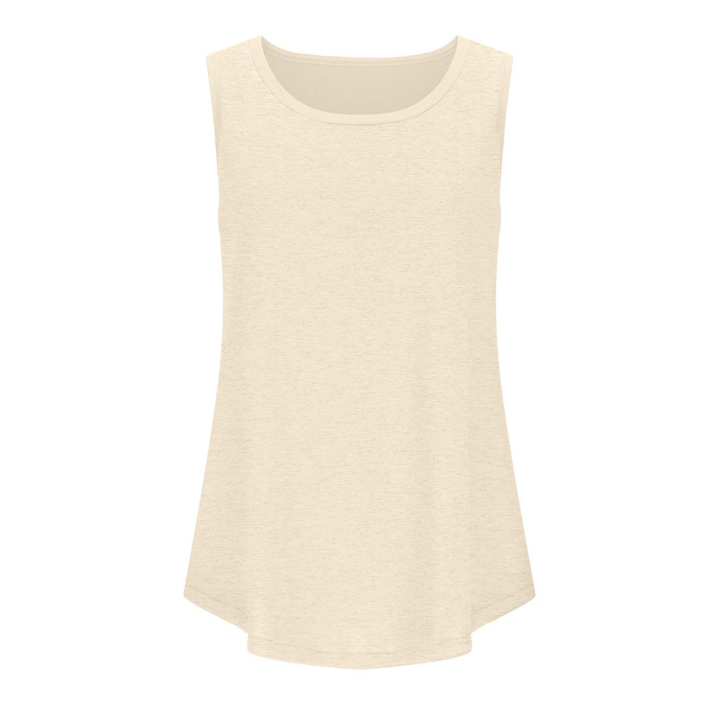 Borniu Womens Tank Tops Summer Loose Sleeveless Tops Scoop Neck Curved Hem Casual Flowy Shirt 2024 Outfits Clothes Beige