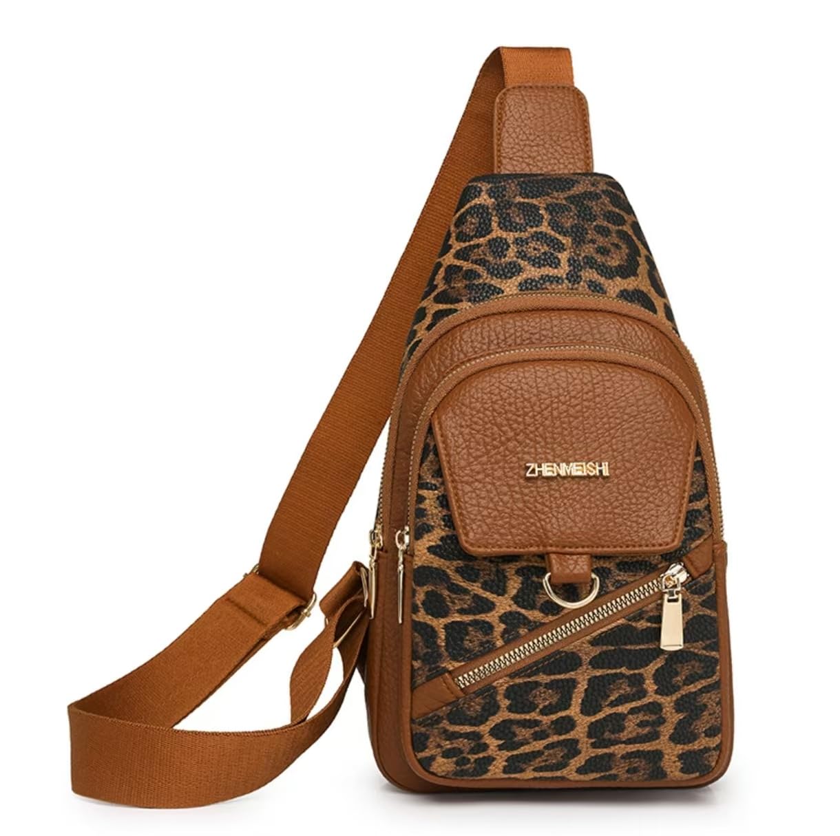 Sling Bag for Women, Leopard Print Crossbody Bag for Women Travel - Water-Repellent PU Leather-Inspired Fanny Pack with Multi-Pockets, Adjustable Strap, Ideal for Commute/Daily/Sports, /Holiday Gifts