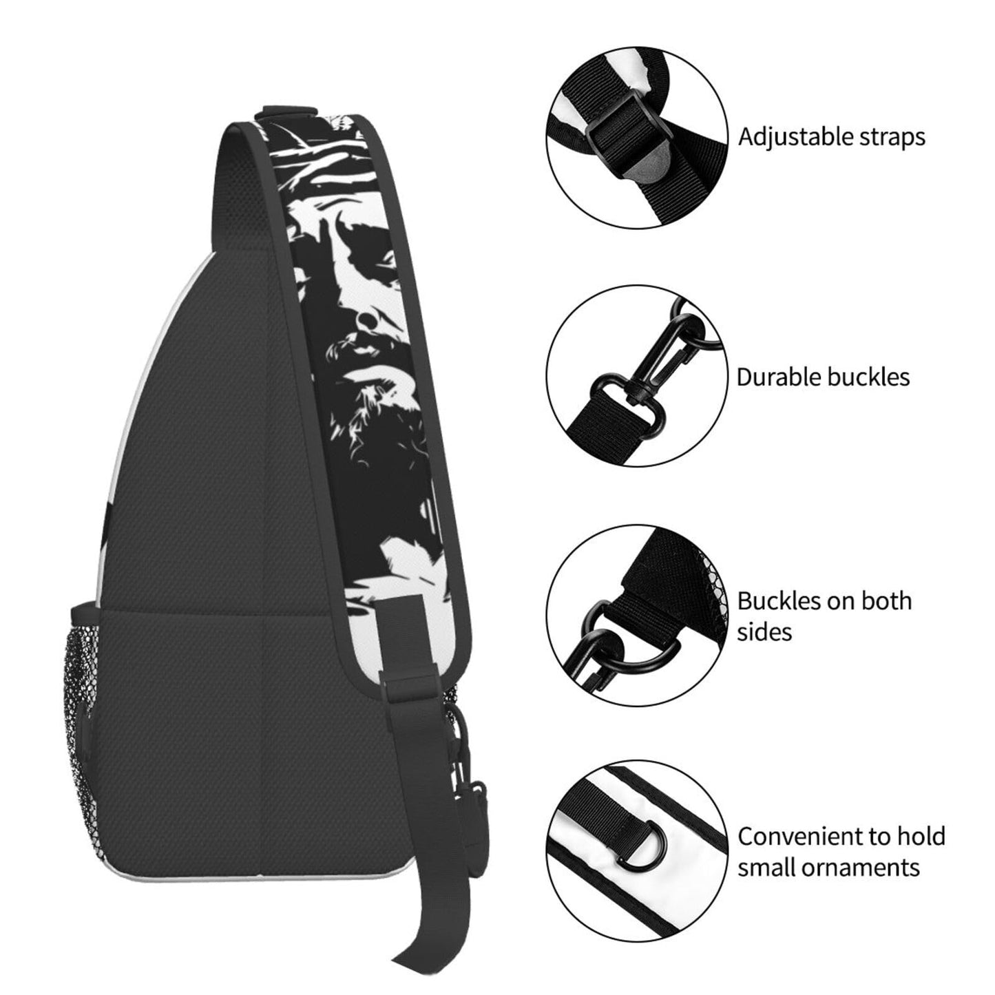 Jockphry Jesus Christ Sling Backpack Chest Bag Crossbody Shoulder Bag Gym Cycling Travel Hiking Daypack For Men Women