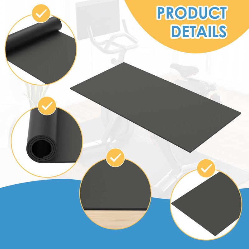 Wiojtry 2PCS Exercise Bike Mat, Non-Slip Exercise Bike Mat for Floor for Rowing Machine and Stationary Spin Bike