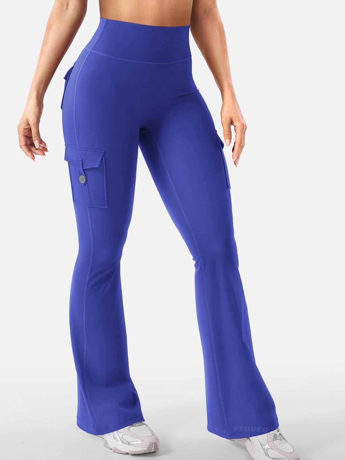 YEOREO CoreFlex Women's High-Waisted Flare Leggings - Hidden Pockets, No Front Seam, Perfect for Gym & Yoga