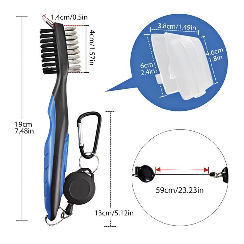 coldpa Golf Brush, Golf Club Brush with Retractable Groove Cleaner, Golf Club Cleaning Kit with Carabiner Clip & Storage Pouch, Effective Dirt Removal on Clubs, Shoes & Gear (2PCS)