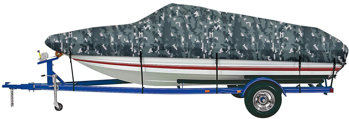 iCOVER Trailerable Boat Cover- 14'-16' 800D Water Proof Heavy Duty, Fits V-Hull, Fish&Ski, Pro-Style, Fishing, Utiltiy, Runabout, Bass Boats, up to 14ft-16ft Long and 68" Wide