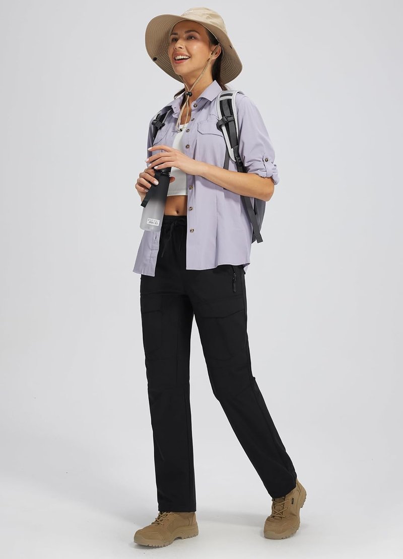 Women's Hiking Pants - Quick Dry Lightweight Cargo Joggers with Zipper Pockets | Water-Resistant Outdoor Wear