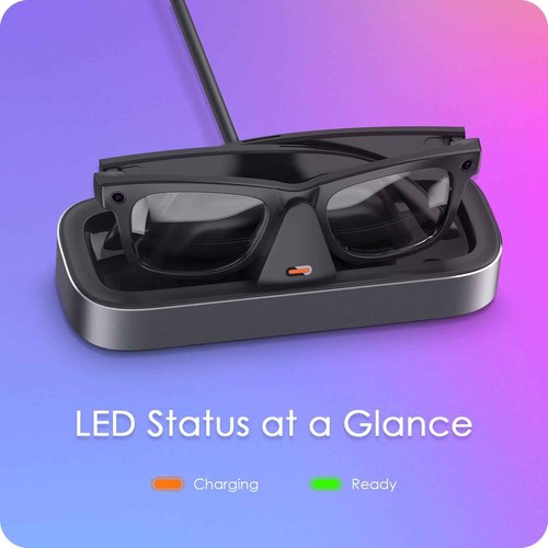Charging Station for Meta Ray-Ban Glasses - Wayfarer, Skyler, Headliner & Oakley Meta HSTN Charger with LED Indicator, Space Gray