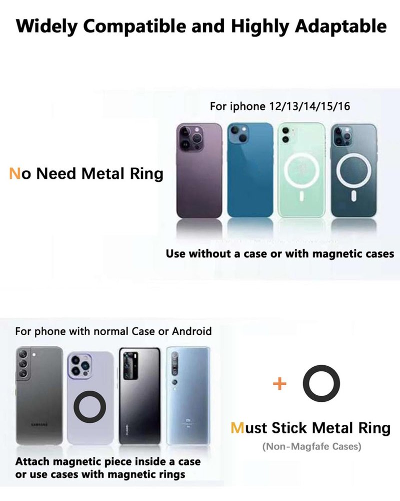 Foldable Magnetic Phone Holder for Golf Cart and Gym, 360° Adjustable Phone Holder for MagSafe, Dual Magnet Fitness Phone Mount Compatible with iPhone 16/15/14/13/12 Series, Golf Cart Accessories