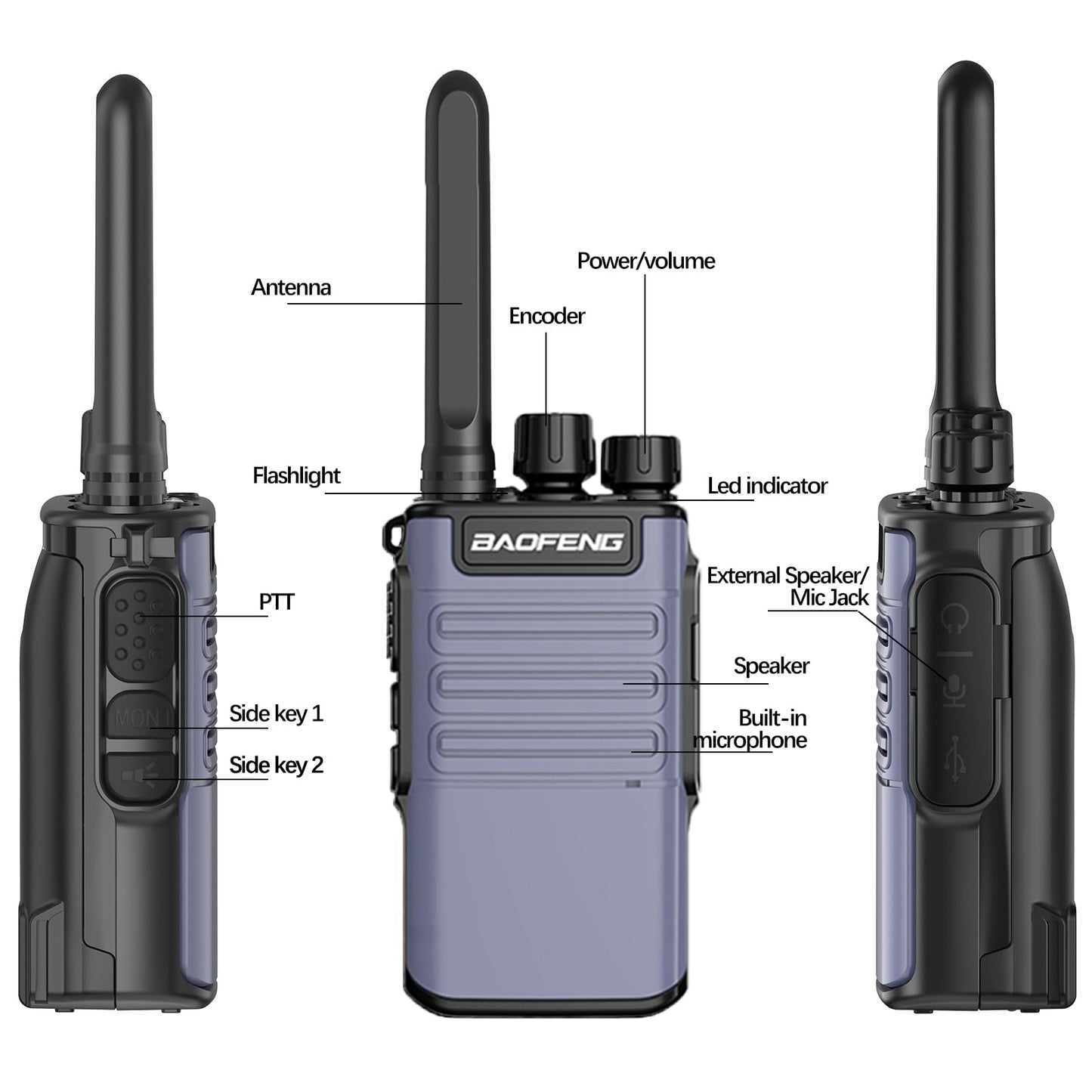 Walkie Talkies Long Range for Adults,FRS Radio Rechargeable Walkie Talkie Baofeng BF-V8 Waki Taki Walkie-Talkie,1500mAh,Flashlight,Type-C Charger Walky Talky for Hiking Camping Cruise(2 Pack)