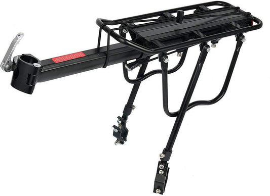 Amarine Made Bike Rear Rack 110 Lbs Capacity Aluminum Alloy or Iron Bicycle Rear Rack Adjustable Pannier Bike Luggage Cargo Rack Quick Release Bicycle Carrier Racks (Al Half Quick Release)