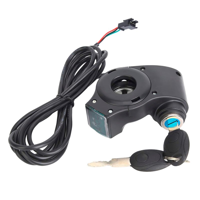 Haosie E-Bike Throttle Control Switch, Speed Switch Lock with LCD Display, Accelerator Voltage Display with Key Lock for E-Scooter Electric