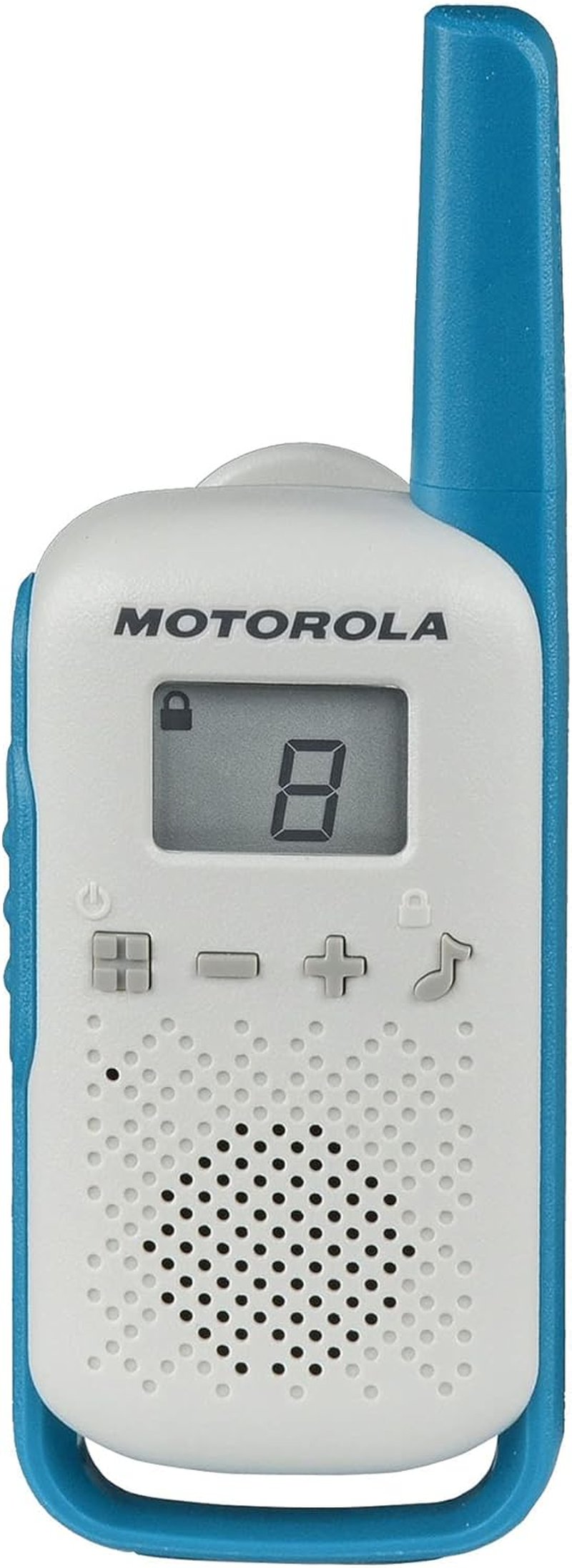 Motorola Talkabout T114TP Two-Way Radios - 22 Channels, 16 Mile Range | Battery Operated, 3 Pack, White/Blue