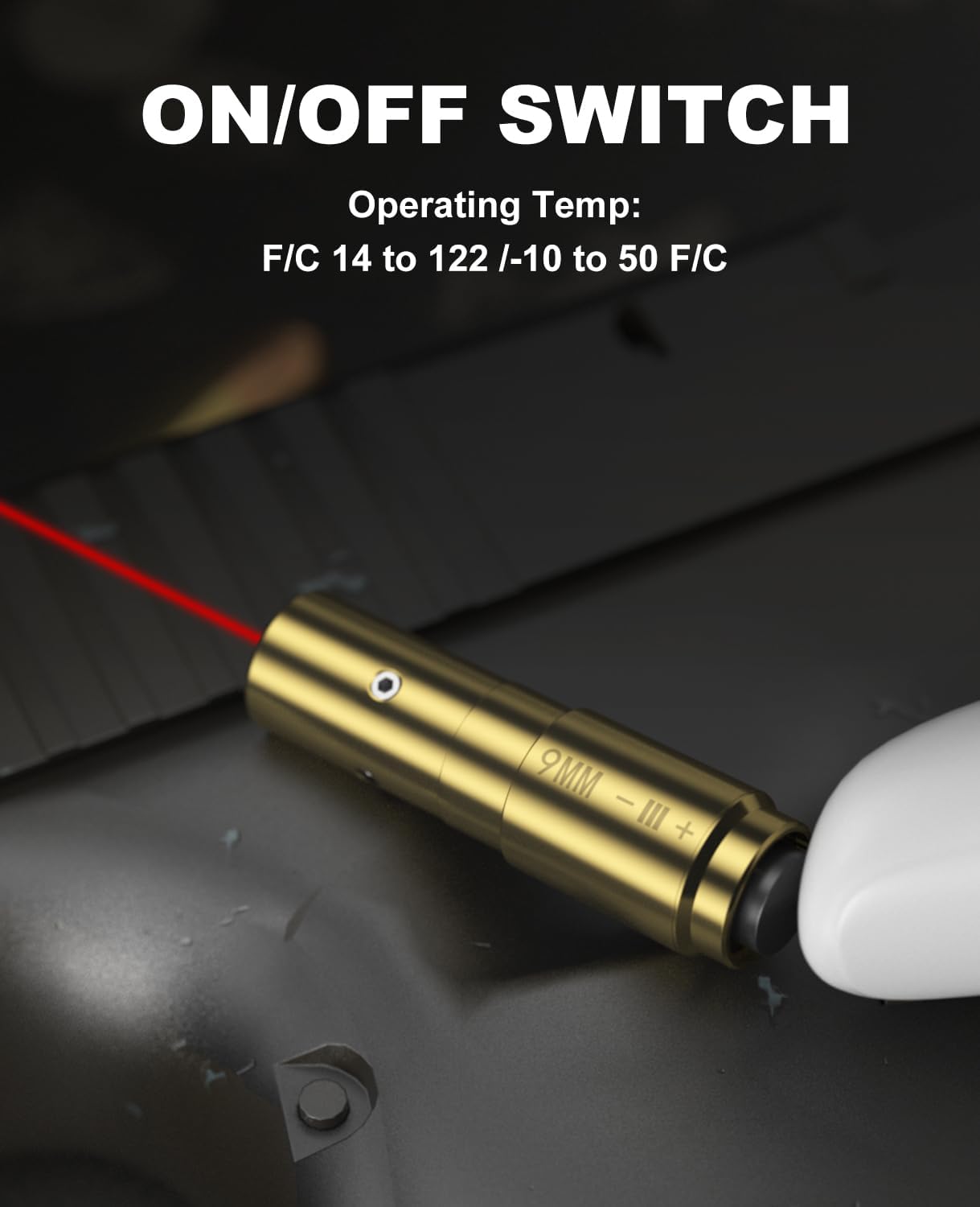 Feyachi Bore Sighting Laser 9mm Red Dot Laser Boresighter for Handgun Pistol with Tail Switch Included