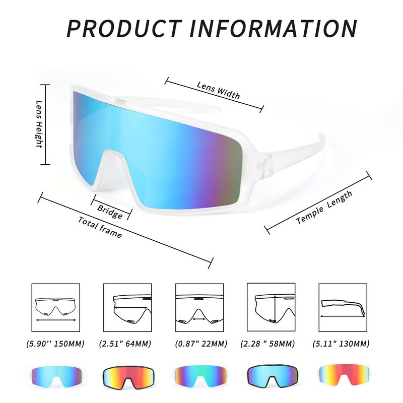 WANWAN Men and Women's Sunglasses, Cycling Sports Glasses 80s Baseball Glasses for Youth Kids Teens