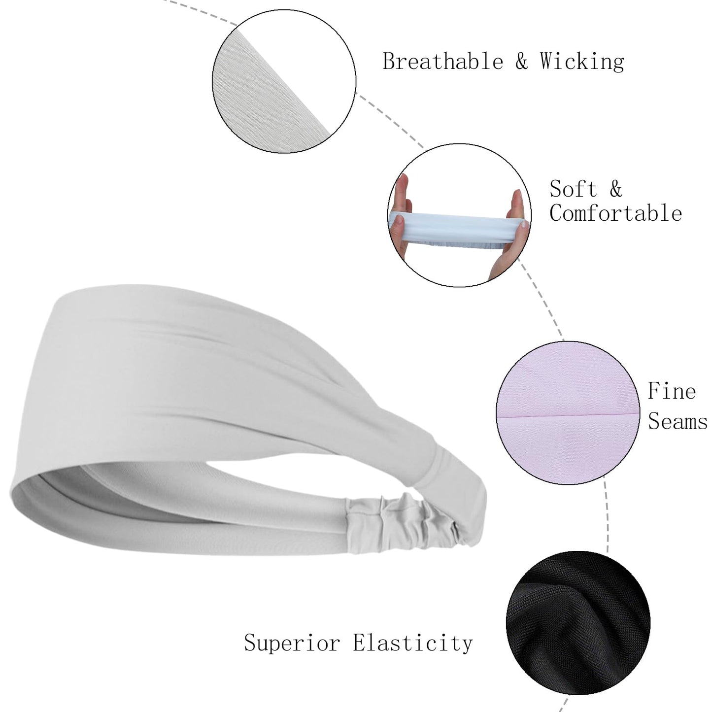SUBANG 6 Pieces Wide Headbands for Women Non Slip Cooling Sweat Headbands Athletic Thick Stretchy Head Bands Fashion Workout Headband Sport Head Bands for Yoga Gym Running