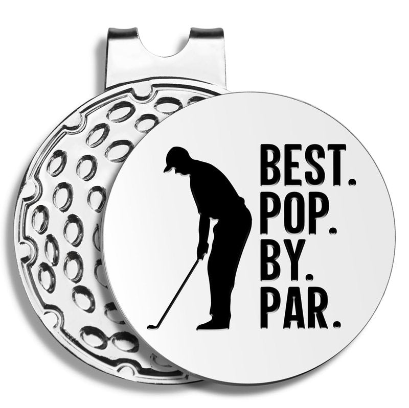 Pishovi Best Pop by Par Funny Golf Ball Markers, Magnetic Golf Ball Markers with Hat Clip, Men Golf Accessories Gifts, Thanking You Birthday Retirement Golf Gifts for Dad, Husband, Grandpa, Golf Lover