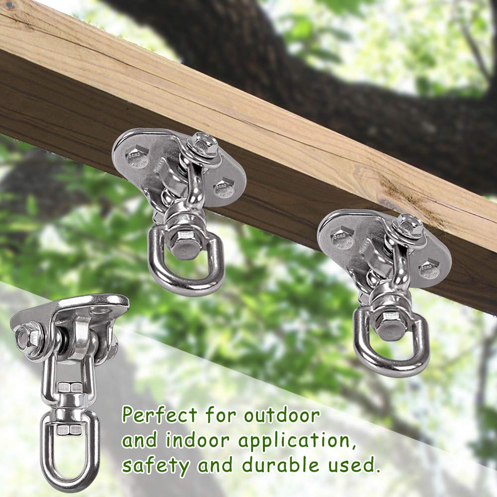 IOH Heavy Duty Swing Hangers Stainless Steel 304, Double Protection Design,【2000 lb Capacity】 360° Rotation, Playground Porch Yoga Seat Trapeze, Hammock Chair, Swing Set Indoor Outdoor