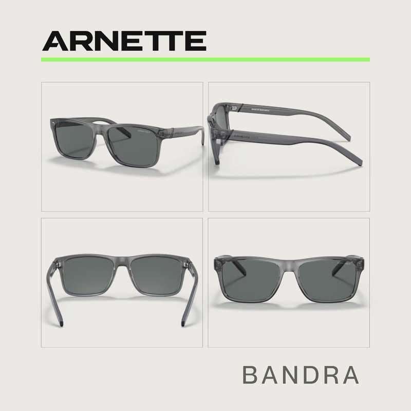 ARNETTE Bandra AN4298 278681 55MM Transparent Gray/Polarized Dark Grey Square Sunglasses for Men +Bundle with Accessory Eyewear Kit