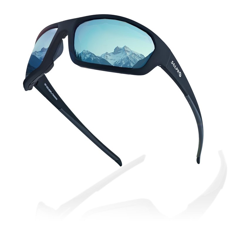 SOL PRO Blue Mirror Polarized Sunglasses for Men Women – TR90 Frame & EVA Foam Seal, Anti-Glare for Fishing, Boating & Beach Sports