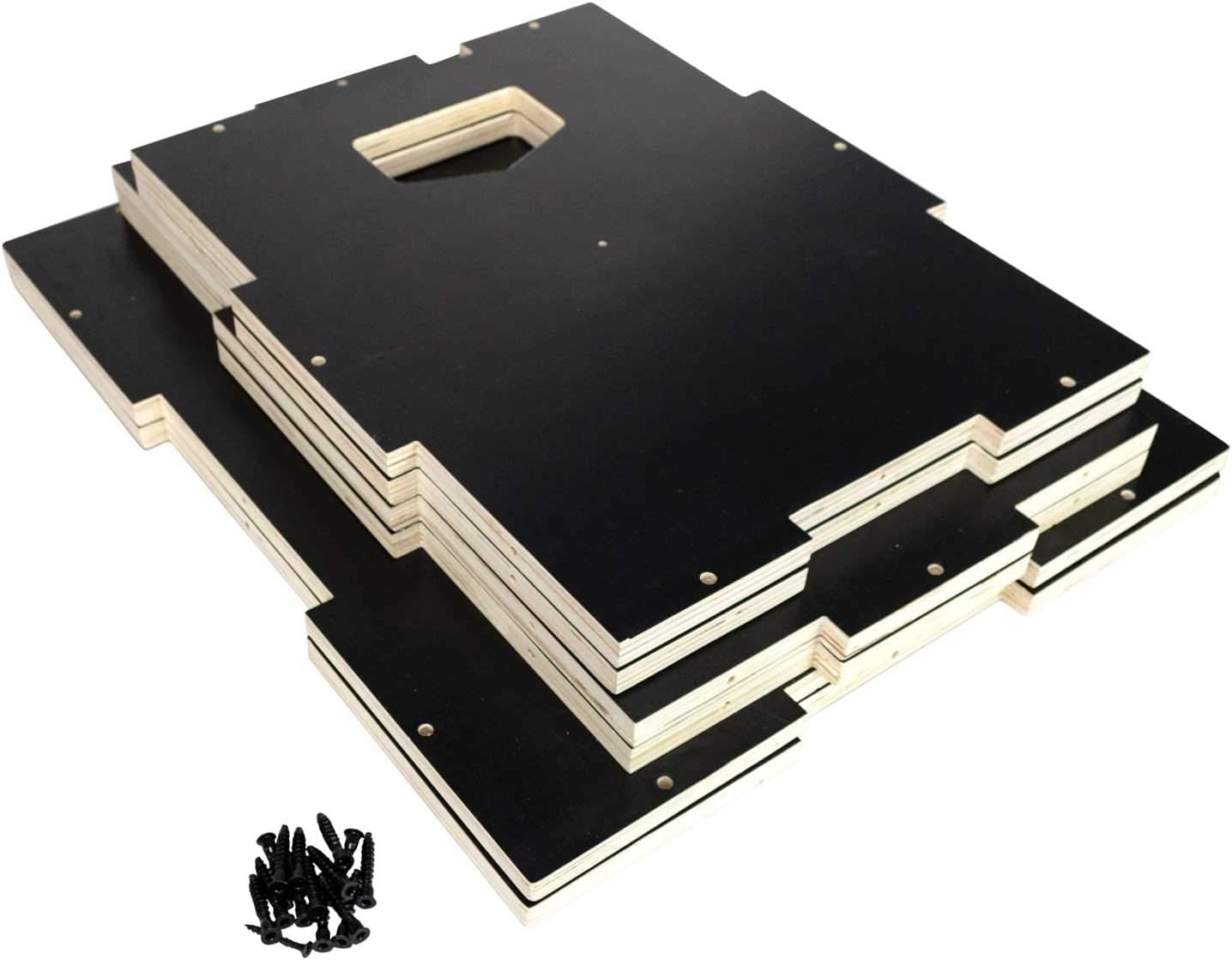 Ultra Fitness Gear Wooden Plyo Box, 31 Plyometric Jump Training Squat, Step Up, Jumps & More Workout Size S, M, L, XL, Home Gym Exercise Equipment (Black Anti-Slip, Small 16/14/12)
