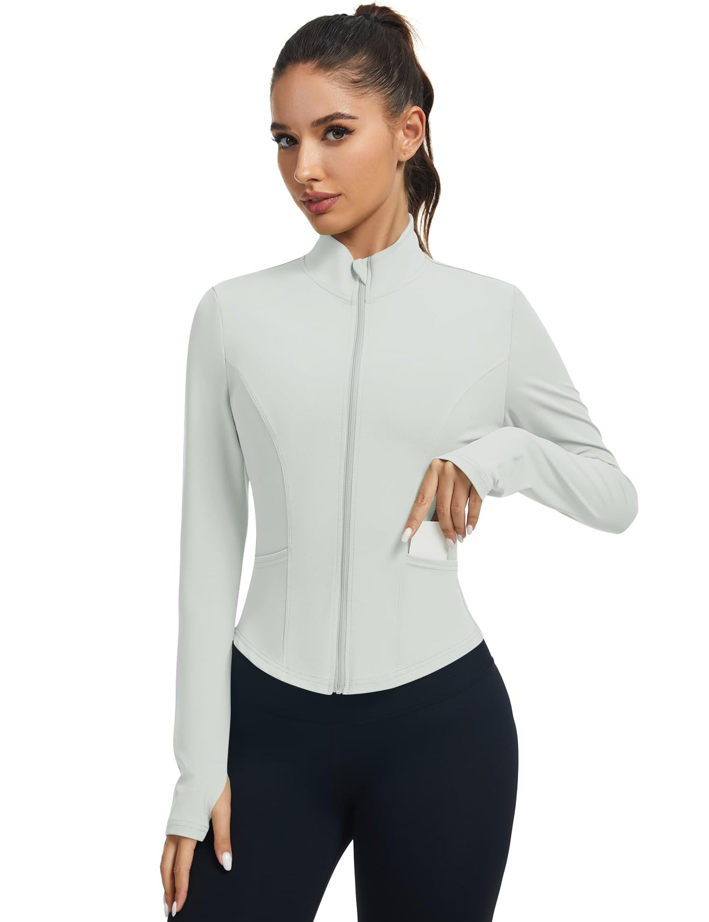 LOMON Hiking Jacket Women Gym Shirts Woman Athletic Jackets for Women Full Zip Active Long Sleeve Tops L