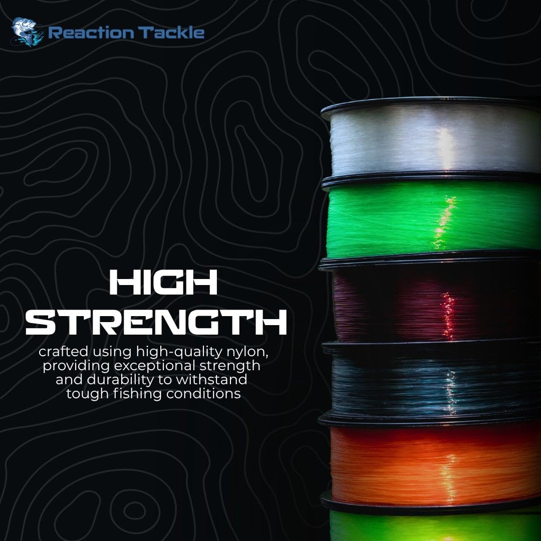 Reaction Tackle Monofilament Fishing Line - Premium Nylon Mono Line, Strong & Abrasion-Resistant, Low Memory for Smooth Long Casts - Freshwater & Saltwater - Clear | 30lb (350 Yards)