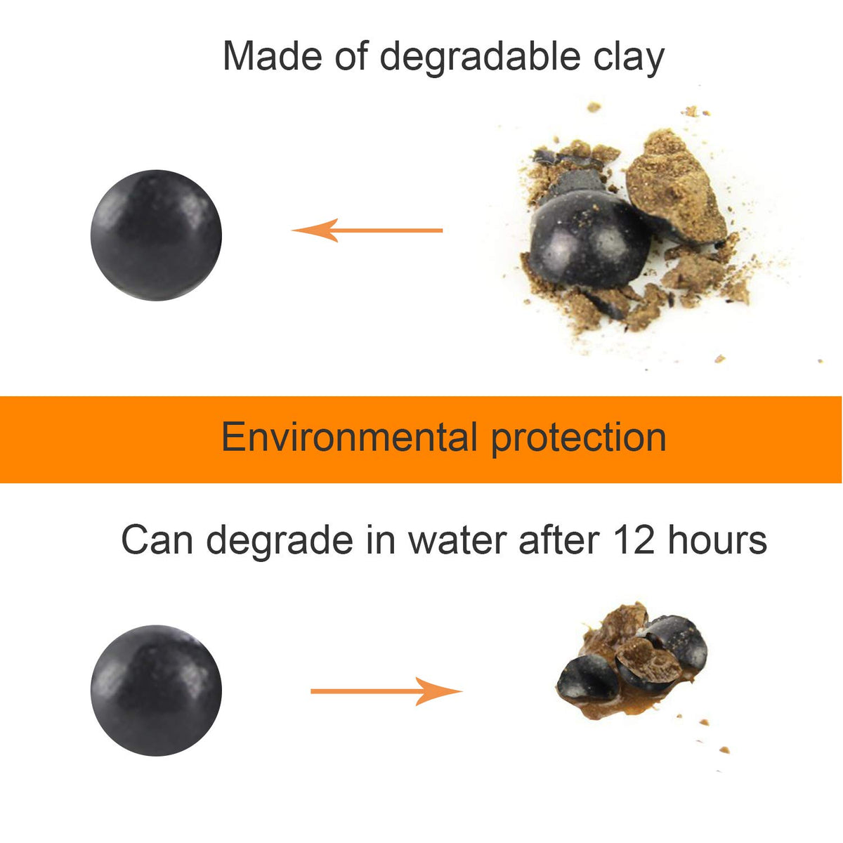 L Continue 1000 Pieces Diameter 1/2" Slingshot Ammo Biodegradable Hard Clay Ball - Coffee.