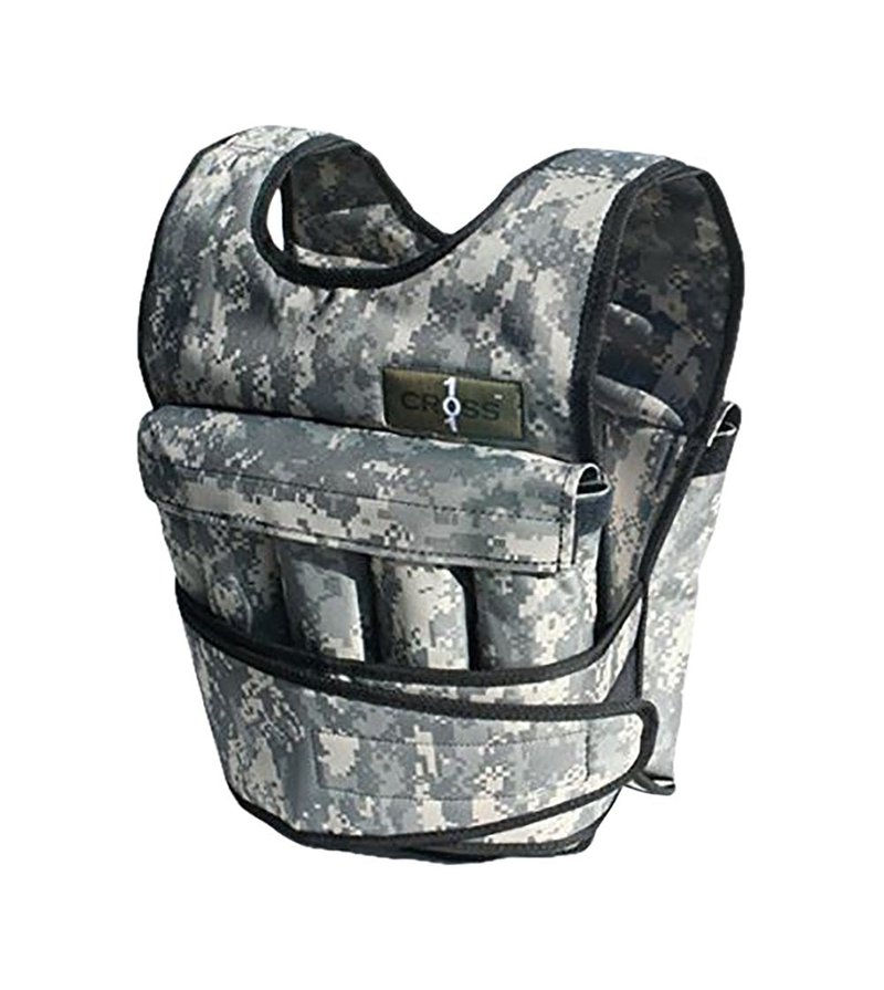 Cross101 Adjustable Camouflage Weighted Vest Without Shoulder Pads, 40 lb