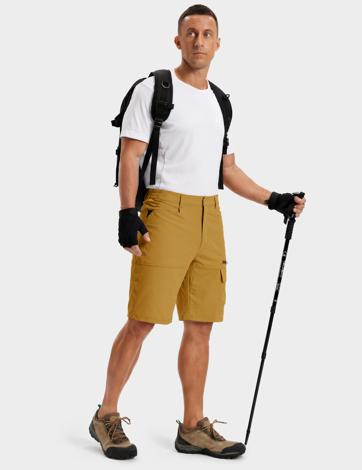 TACVASEN Men's Dress Golf Shorts Cargo Hiking Casual Shorts Lightweight Quick Dry Stretch Tactical Work Fishing with Pockets Turmeric 36