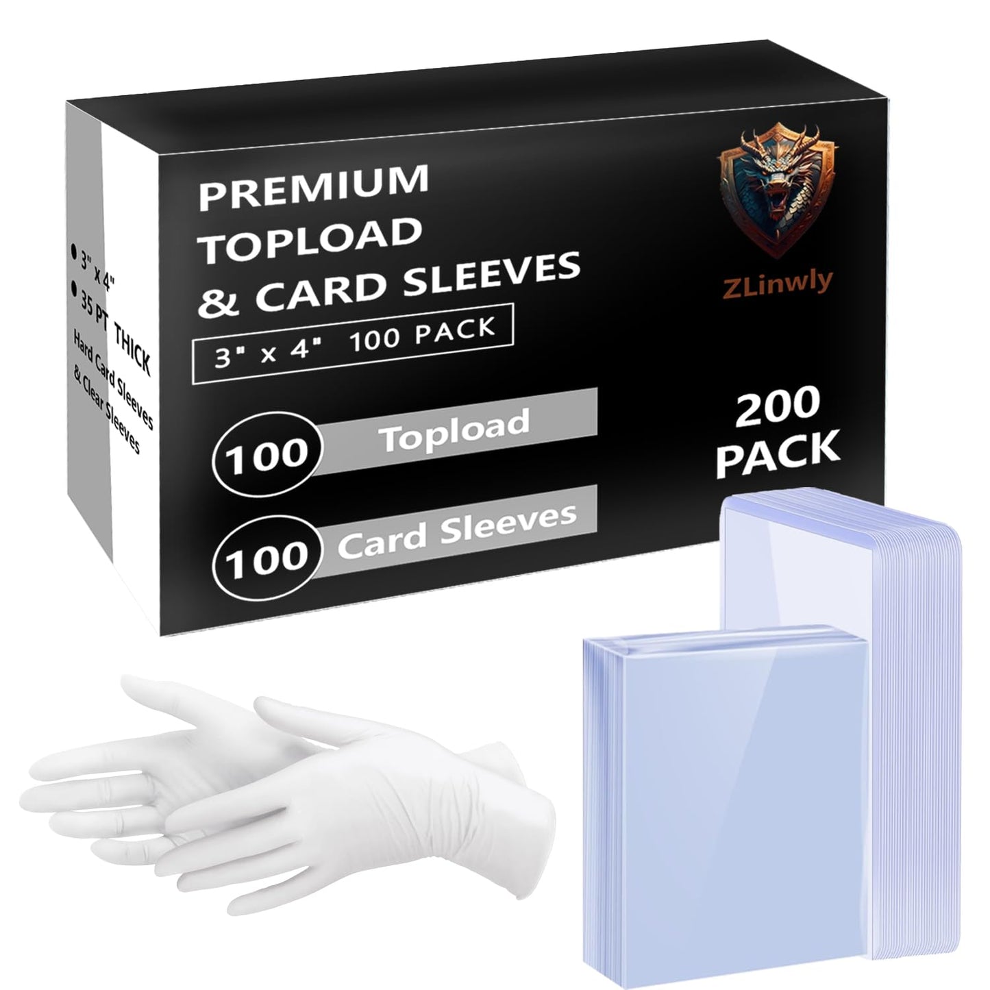 200 Premium Card Sleeves Top Loaders for Trading Cards,35pt Archival Quality Hard Plastic Protectors for TCG OCG Sports Cards Baseball Football Basketball,100 Rigid Toploaders with 100 Penny Sleeves