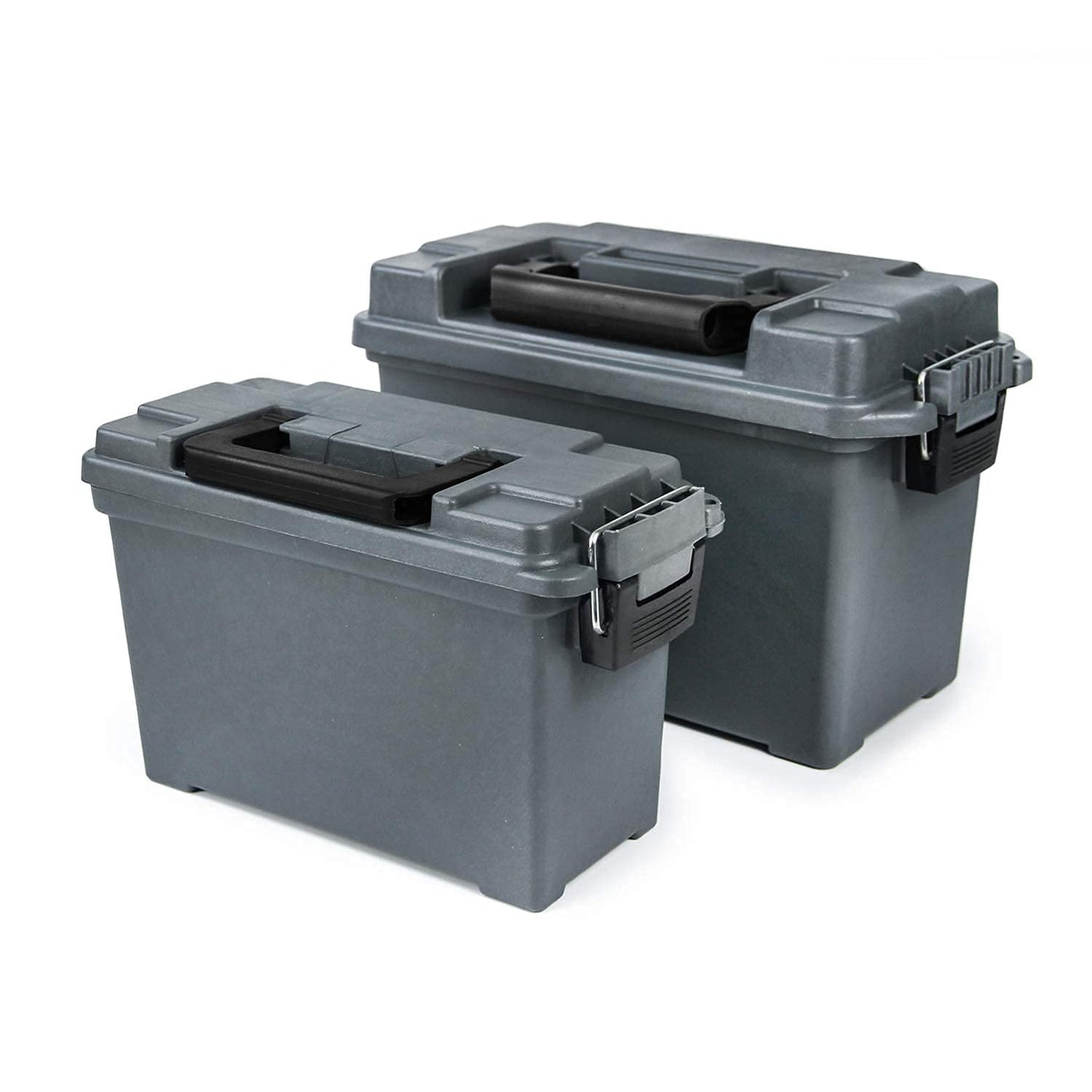 GUGULUZA Plastic Ammo Cans, 2-Pack 30 50 Cal Field Cases Storage Boxes Grey