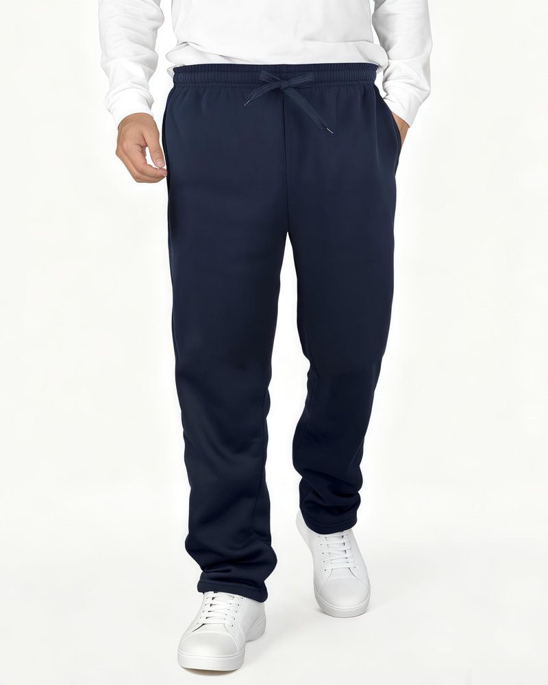 3 Pack Fleece Sweat Pants for Men, Athletic Open Bottom Mens Baggy Wide Leg Sweatpants with Pockets Loose Relaxed Fit Men's Joggers Drawstring Lounge Workout Gym Active Pants Black Navy Blue Grey XL