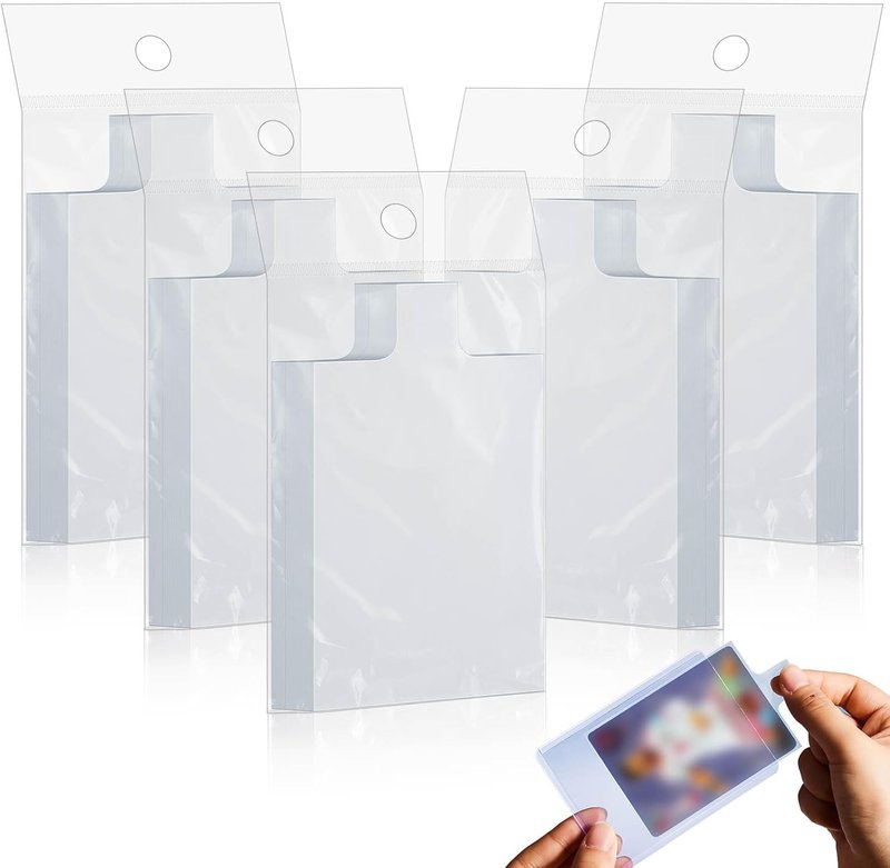 Tabbed Trading Card Sleeves - 500 Pack Holders with Pull Tabs for Grading & Sports Cards
