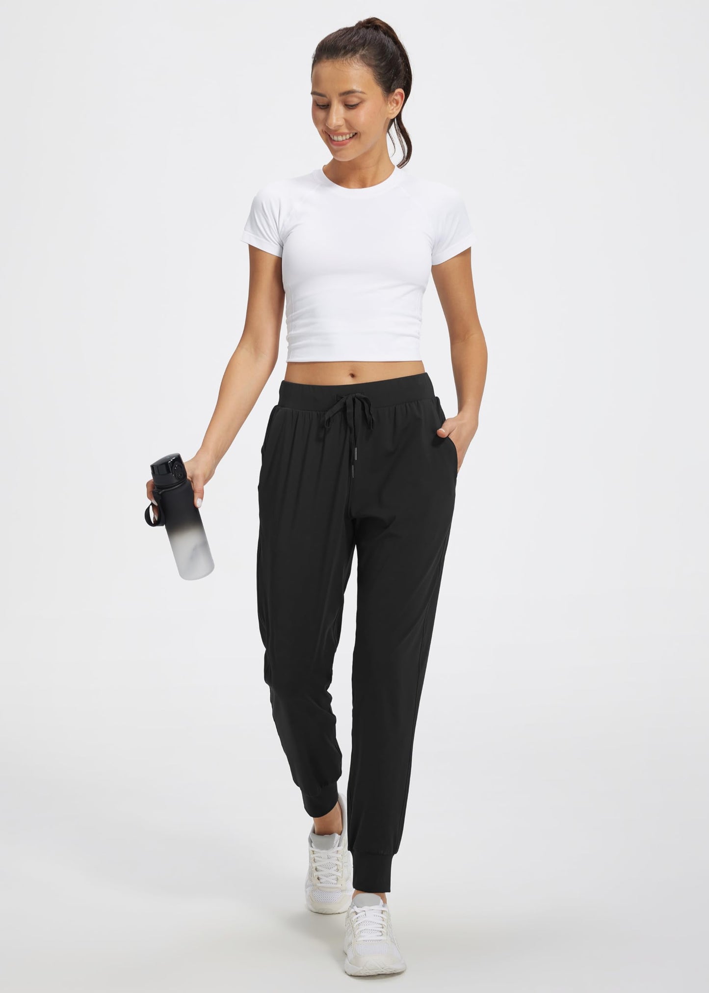 Libin Joggers for Women Tall/Regular/Petite Dance Sweatpants Athletic Workout Trousers Pants Tapered Casual Teacher Yoga Pants for Running Golf Work Cloths, Black S