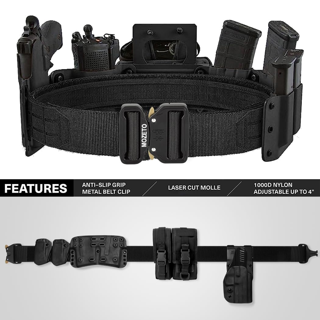 MOZETO Molle Battle Belt, 2" Battle Belts Tactical War Combat Quick Release Law Enforcement Duty Belts for Men