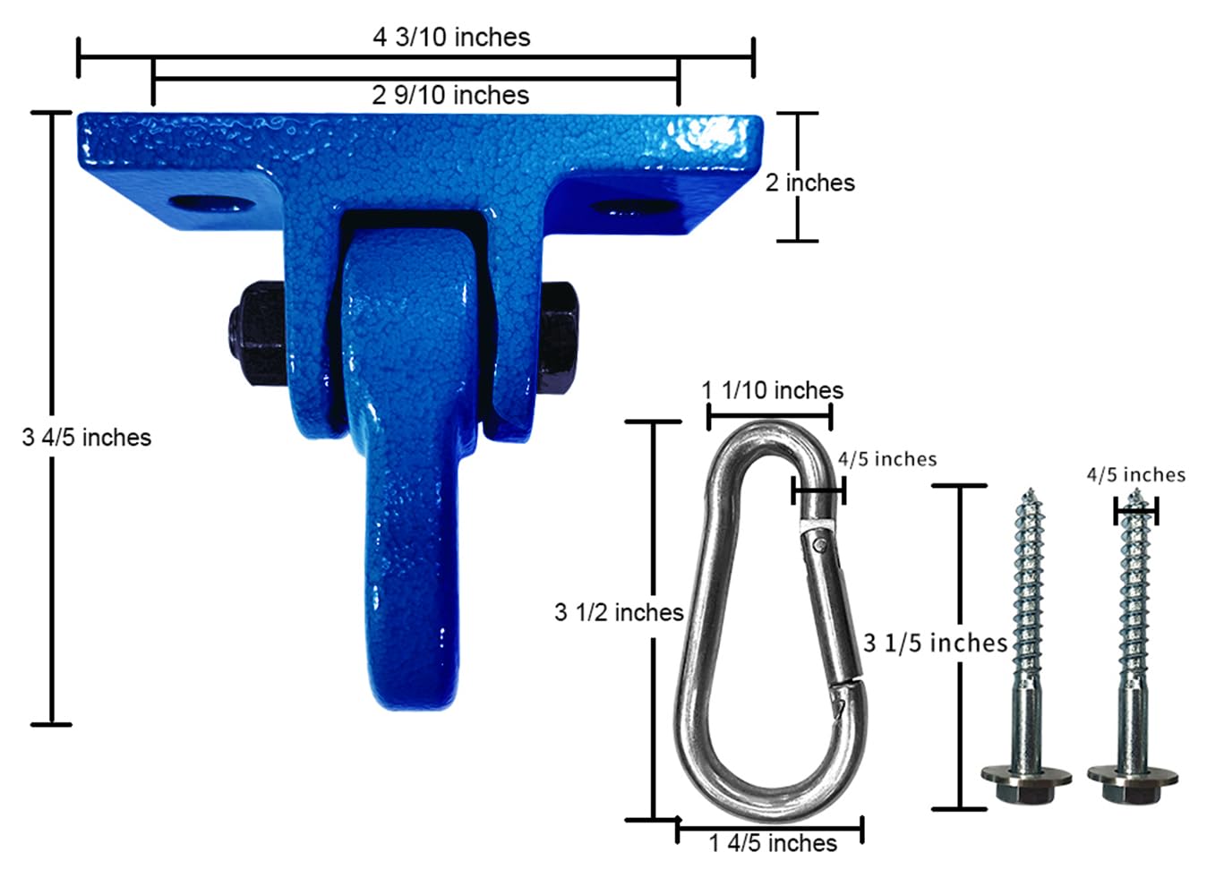ABUSA Heavy Duty Blue Swing Hangers Screws Bolts Included Over 5000 lb Capacity Playground Porch Yoga Seat Trapeze Wooden Sets Indoor Outdoor 2 Pack