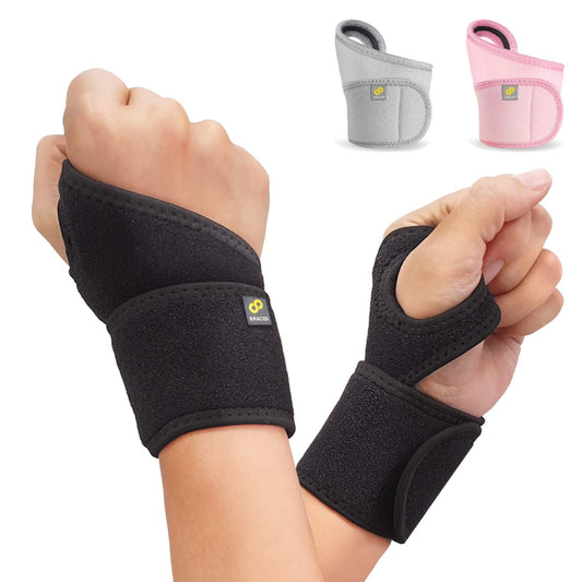 Bracoo 2 Pack Wrist Compression Wrap Brace for Carpal Tunnel, Adjustable Support Strap bands,Weightlifting, Fitness, Tendonitis, Arthritis, Joint Pain Relief, Right & Left Hand, WS10