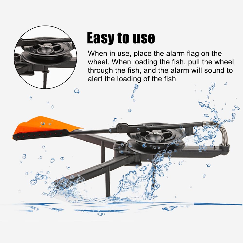 DONGKER Ice Fishing Tip-Up,3 PCS Foldable Ice Fishing Tip-up Flag with Orange Pole Flags for Angler Tackle Accessory Ice Fishing Equipment Gear