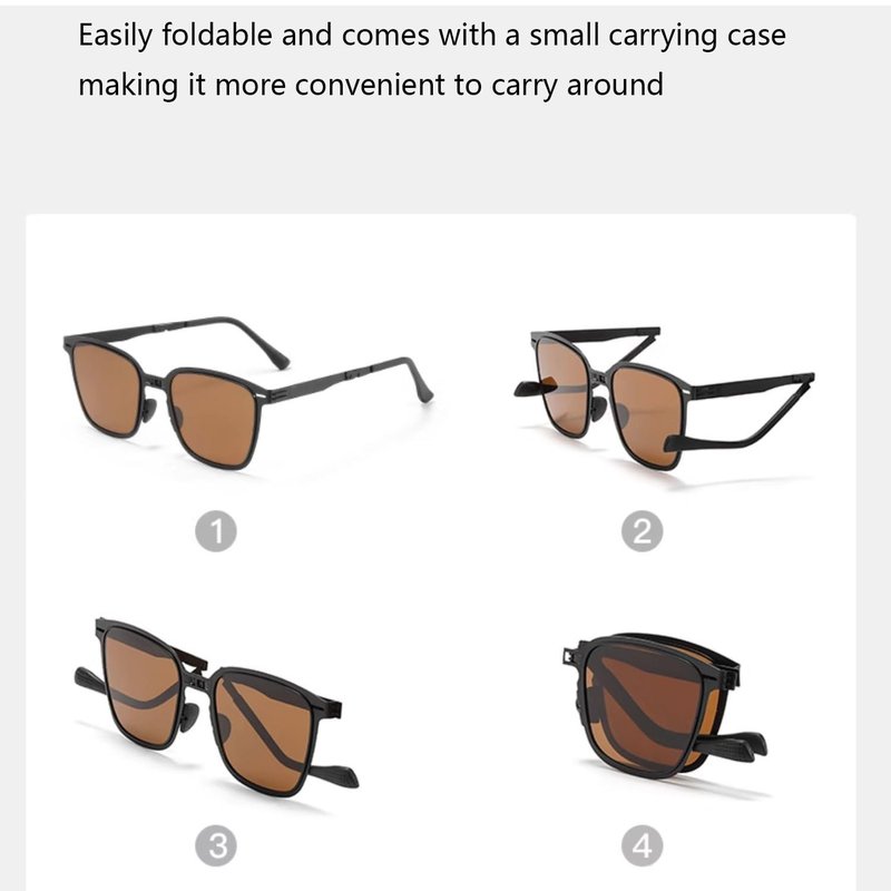 GMKATEYE Foldable Sunglasses Polarized for Women & Men - UV400 Protection Ultra Lightweight & Comfortable, Folding Classic Black Shades for Travel Driving
