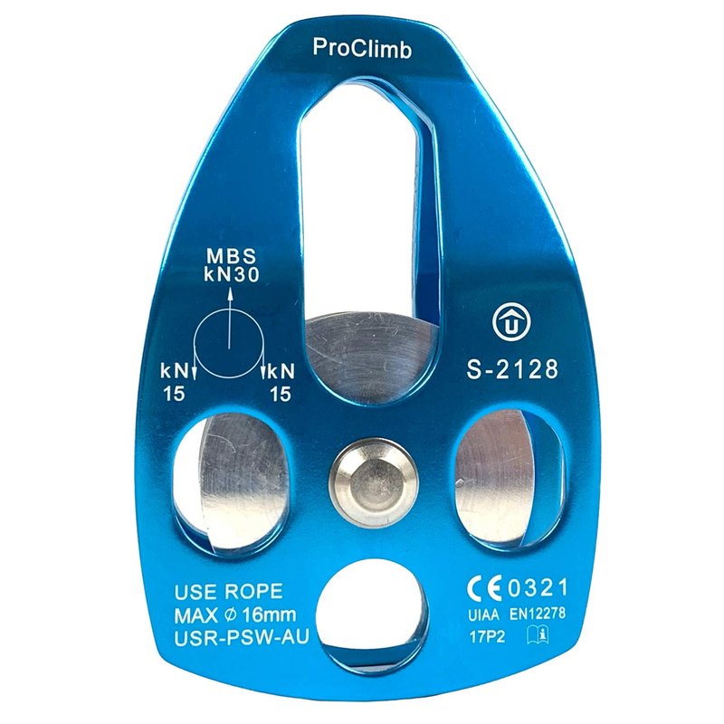 ProClimb 30kN Large Aluminum Rope Swivel Pulley - Single/Double Sheave, CE/UIAA Certified -Aluminum Pulley/Rope Pulley/Climbing Pulley- Aluminum Hardware
