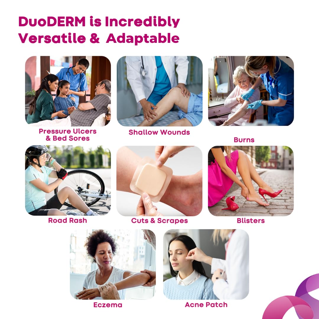 ConvaTec DuoDERM Signal CGF 4"x4" Hydrocolloid Tapered Edge Sterile Adhesive Dressing with Change Indicator for Exuding Wounds, Waterproof, Latex-Free, Flexible, Square, Beige, 5ct Box