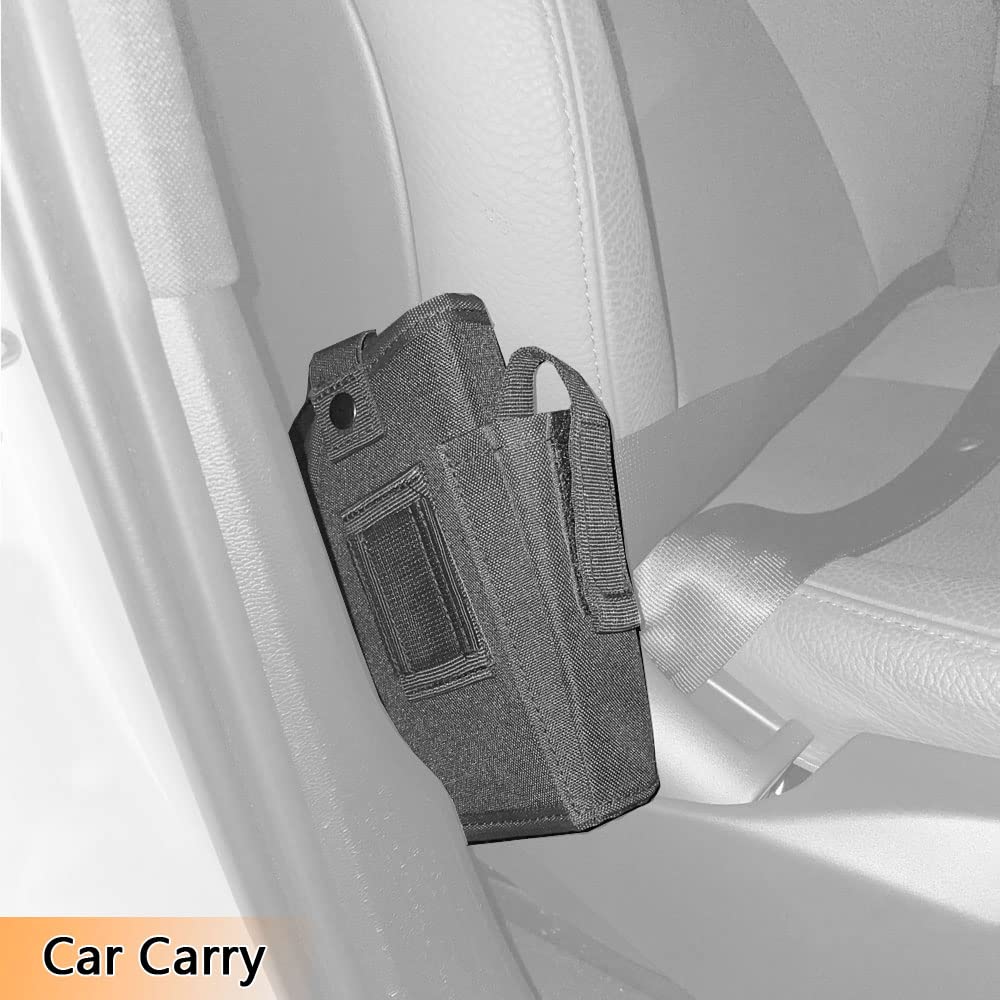 Depring Concealed Carry Holster with Mag Pouch Universal Fits Handgun with Laser or Light Attachment IWB OWB Car Ambidextrous Gun Holster with 2 Straps Black
