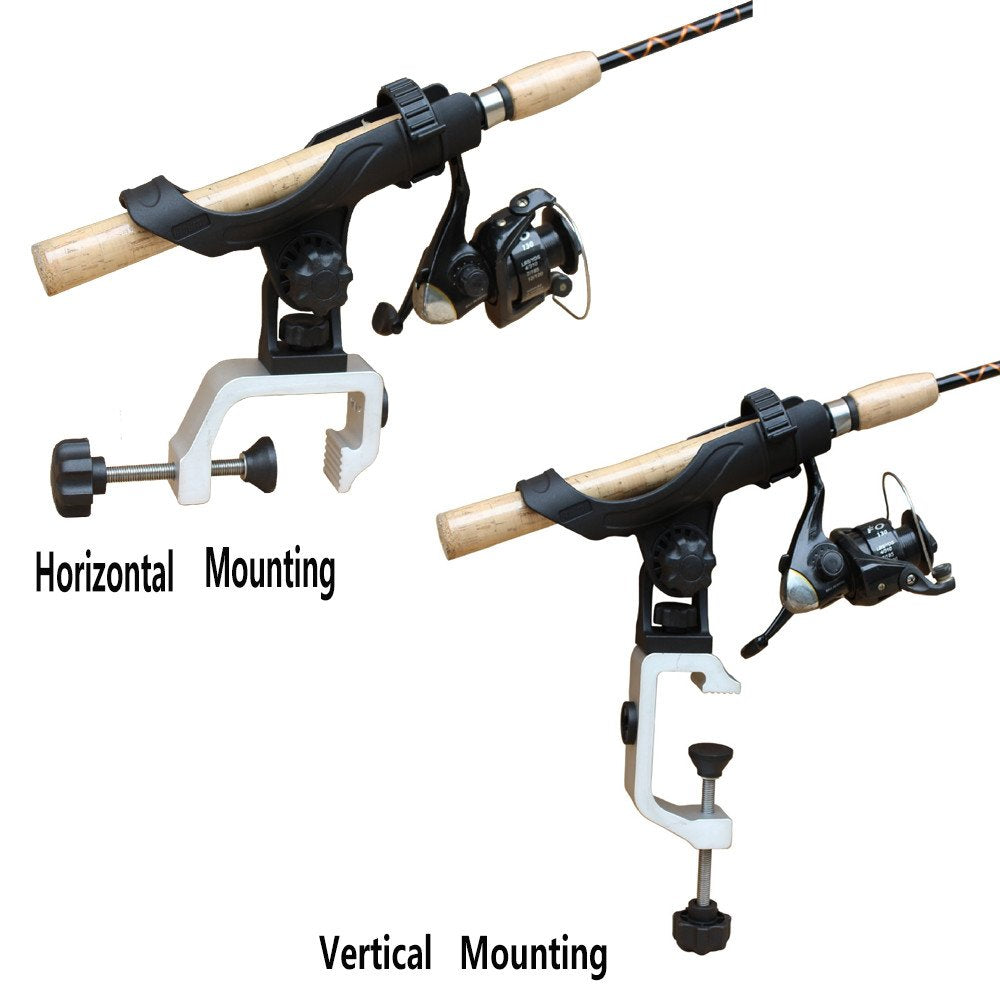 Brocraft Power Lock Fully Adjustable Rod Holder with Aluminum Large Opening Clamp / Jon Boat Rod Holder / Clamp On Rod Holder